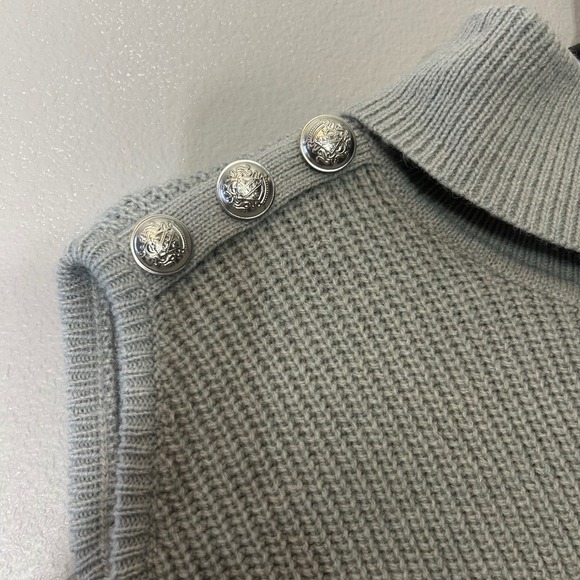 INC International Concepts Cold Shoulder Turtleneck Sweater Button Detail Size M - Picture 4 of 7